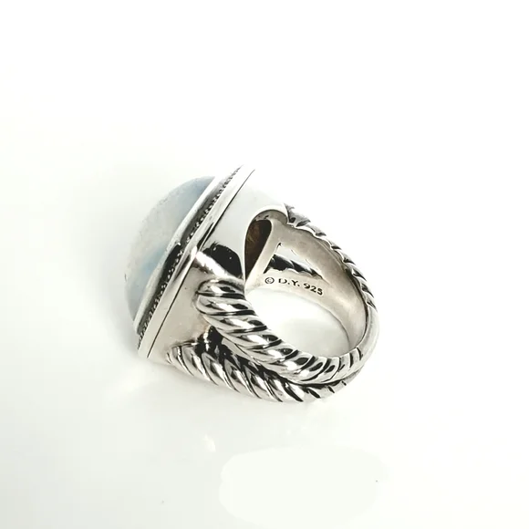David Yurman 17mm Albion Moonlight Ice Moon Quartz (Moonstone) Diamond Ring - Picture 6 of 7